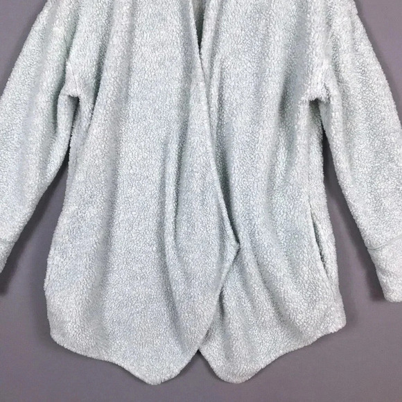 Soft Surroundings Cozy Up Cardi Cardigan Medium M Fleece Pockets Snap Front Blue - Picture 7 of 15